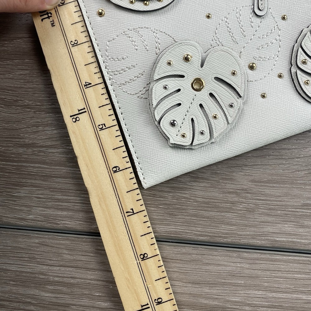 Michael Kors Jet Set Wristlet Clutch Dragonfly Monstera Leaf White 9.5"x6.5" - Picture 7 of 7